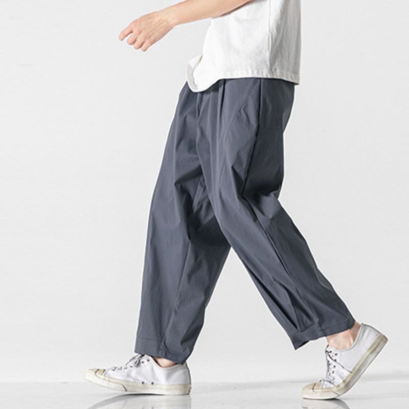 Buddha Stones Summer Solid Drawstring Ankle-Length Men's Cargo Harem Pants With Pockets - image 12