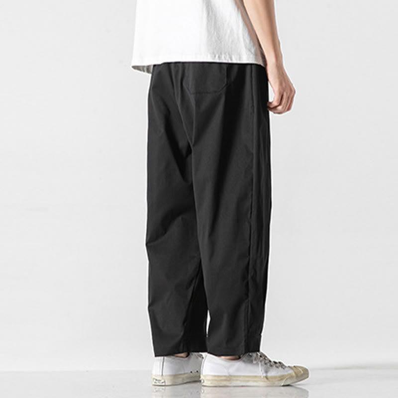 Buddha Stones Summer Solid Drawstring Ankle-Length Men's Cargo Harem Pants With Pockets - image 19