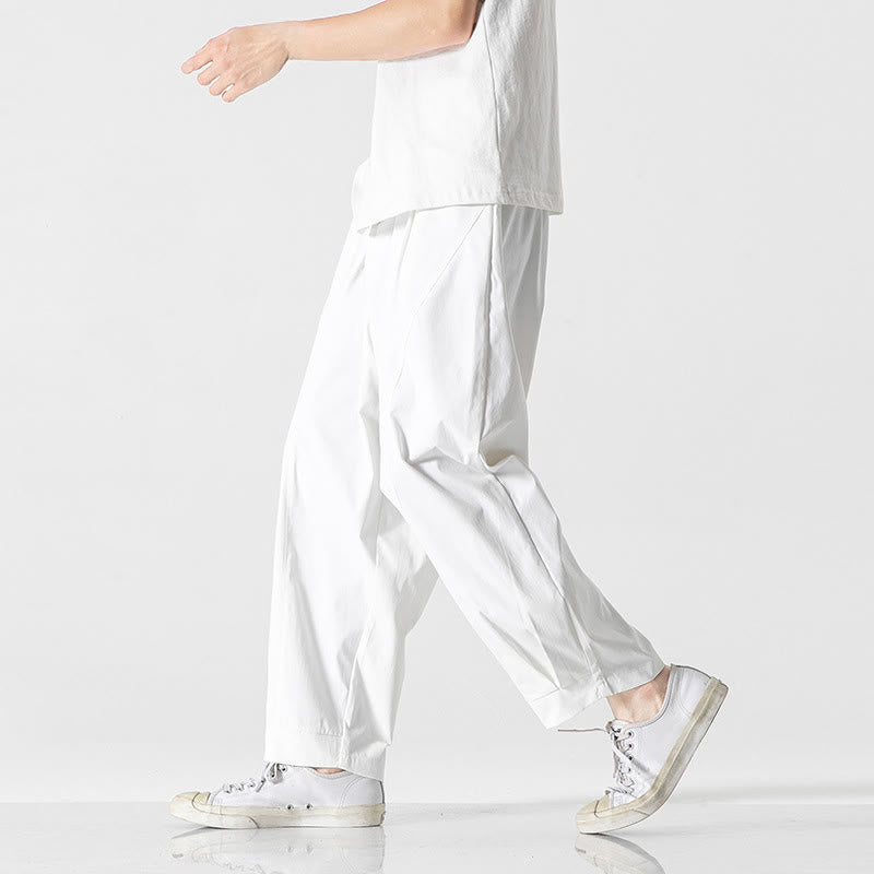Buddha Stones Summer Solid Drawstring Ankle-Length Men's Cargo Harem Pants With Pockets - image 27