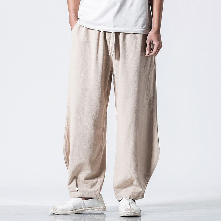 Buddha Stones Drawstring Elastic Waist Ankle-Length Men's Cotton Pants With Pockets - image 19