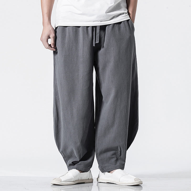 Buddha Stones Drawstring Elastic Waist Ankle-Length Men's Cotton Pants With Pockets - image 2