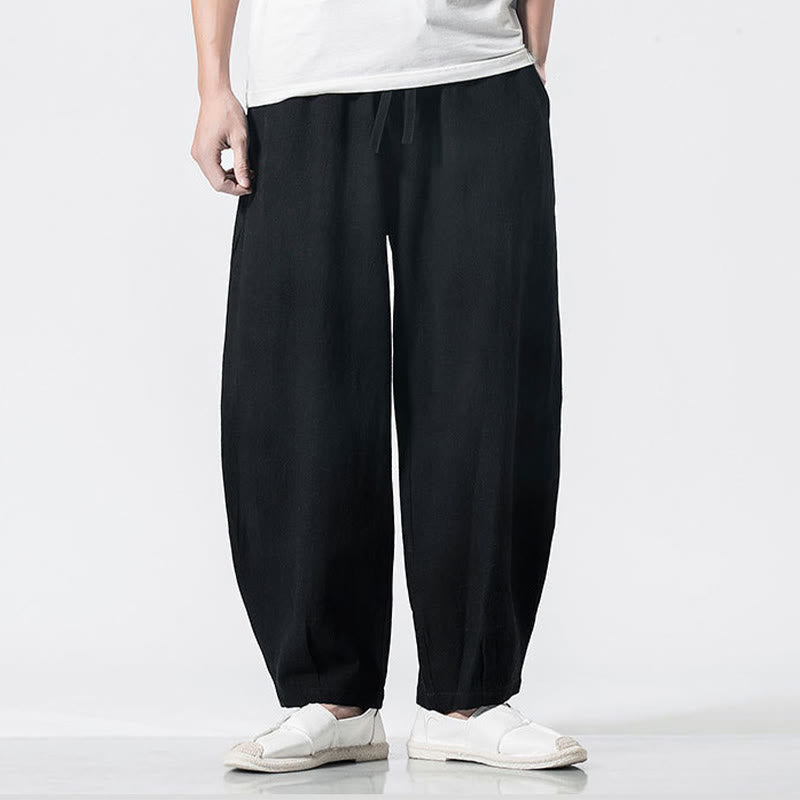 Buddha Stones Drawstring Elastic Waist Ankle-Length Men's Cotton Pants With Pockets - image 14