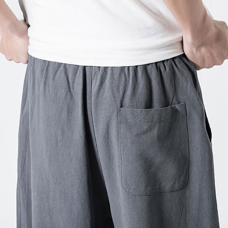 Buddha Stones Drawstring Elastic Waist Ankle-Length Men's Cotton Pants With Pockets - image 11