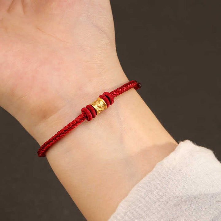 Buddha Stones Tibet Handmade 999 Gold Om Mani Padme Hum Luck Protection Bracelet - image 3