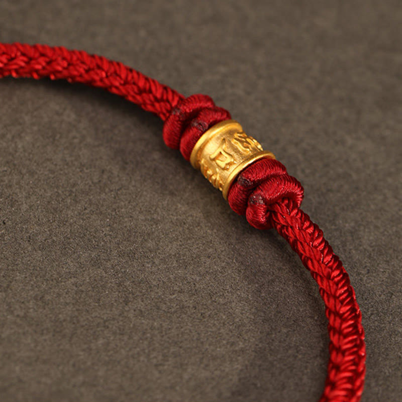 Buddha Stones Tibet Handmade 999 Gold Om Mani Padme Hum Luck Protection Bracelet - image 2