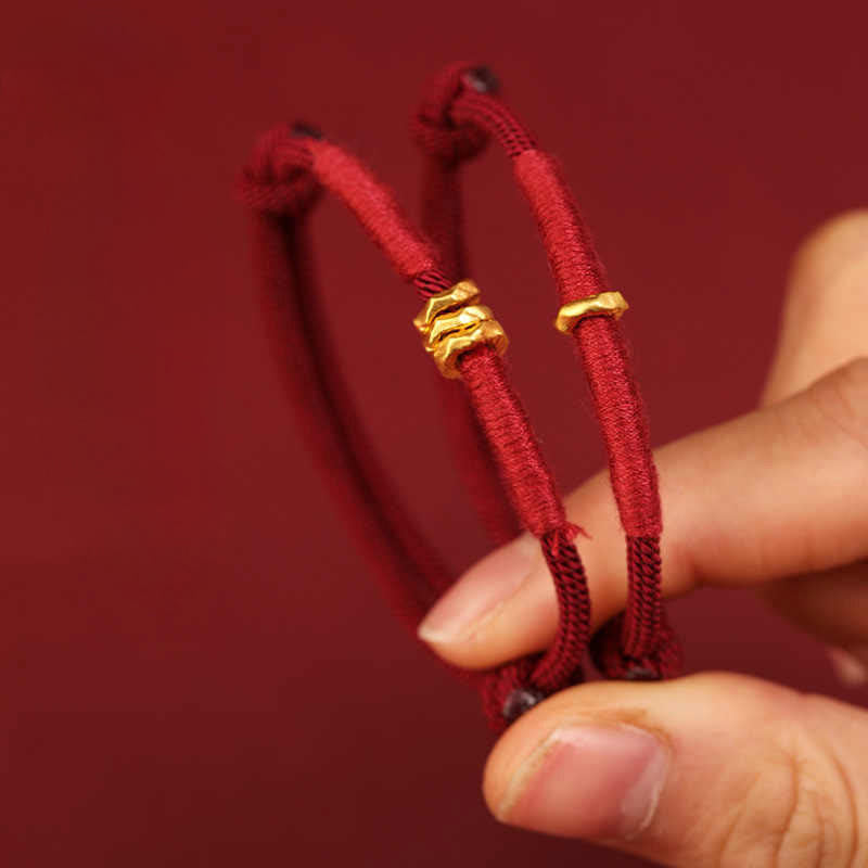Buddha Stones 999 Gold Ring Design Handmade Luck Braided Red Rope Bracelet Anklet - image 13