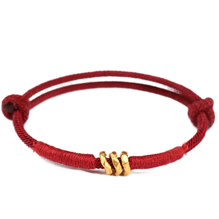 Buddha Stones 999 Gold Ring Design Handmade Luck Braided Red Rope Bracelet Anklet - image 7