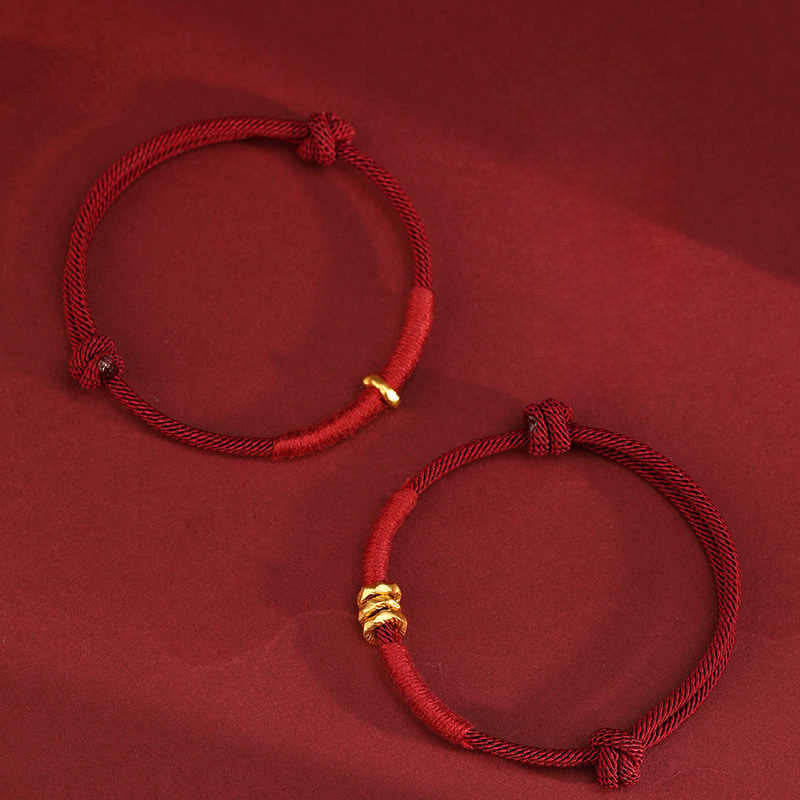 Buddha Stones 999 Gold Ring Design Handmade Luck Braided Red Rope Bracelet Anklet - image 15