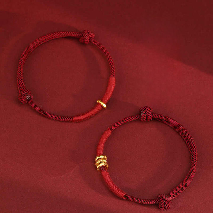 Buddha Stones 999 Gold Ring Design Handmade Luck Braided Red Rope Bracelet Anklet - image 15
