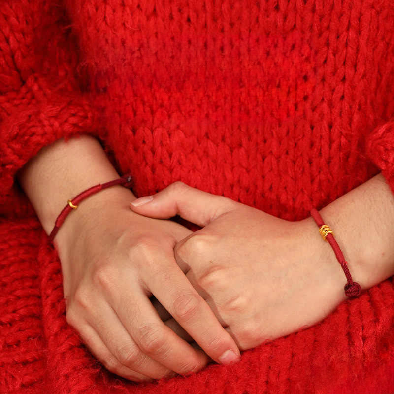 Buddha Stones 999 Gold Ring Design Handmade Luck Braided Red Rope Bracelet Anklet - image 17