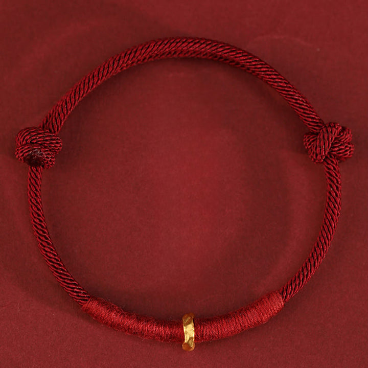 Buddha Stones 999 Gold Ring Design Handmade Luck Braided Red Rope Bracelet Anklet - image 11