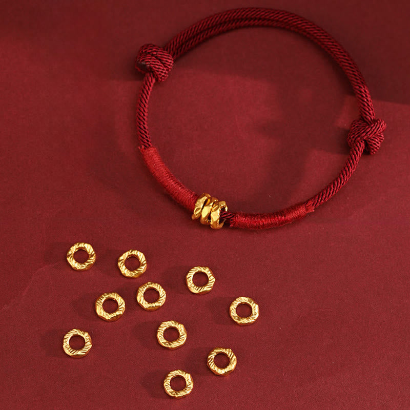Buddha Stones 999 Gold Ring Design Handmade Luck Braided Red Rope Bracelet Anklet - image 2