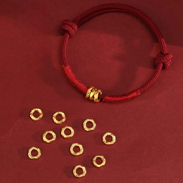 Buddha Stones 999 Gold Ring Design Handmade Luck Braided Red Rope Bracelet Anklet - image 2