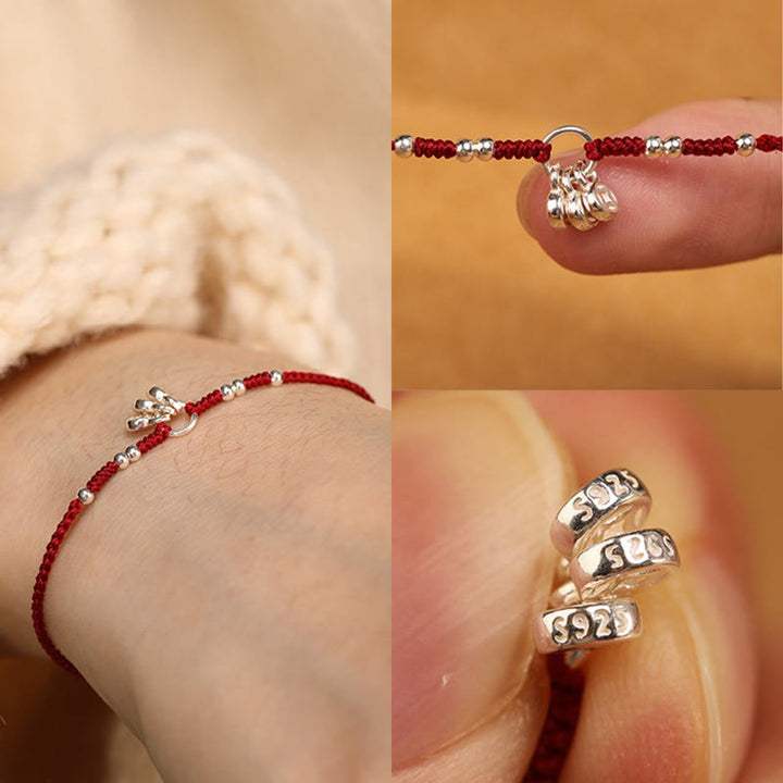 Buddha Stones Handcrafted 925 Sterling Silver Copper Coins Design Protection Strength Ultra-Thin Bracelet Anklet - image 11