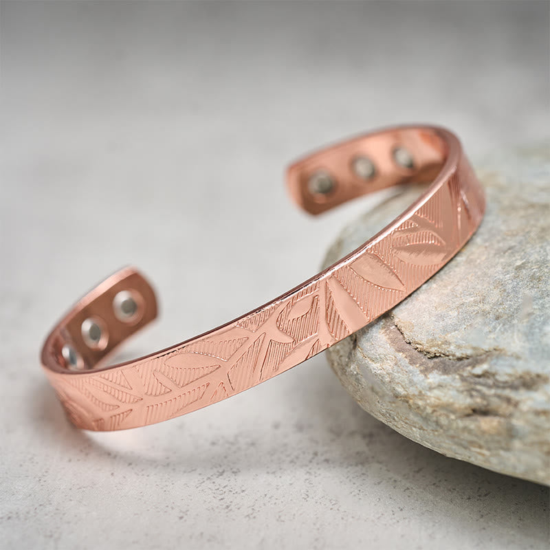 Buddha Stones Rose Flower Pattern Copper Balance Luck Open Cuff Bracelet Bangle - image 1