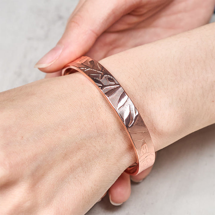 Buddha Stones Rose Flower Pattern Copper Balance Luck Open Cuff Bracelet Bangle - image 3