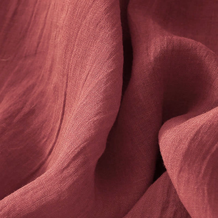 Buddha Stones Solid Color Embroidery Short Sleeve Cotton Midi Dress - image 19