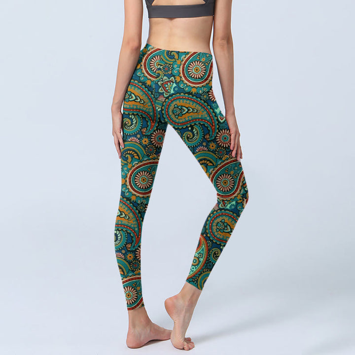 Buddha Stones Retro Paisley Pattern Print Gym Leggings Women's Yoga Pants - image 4
