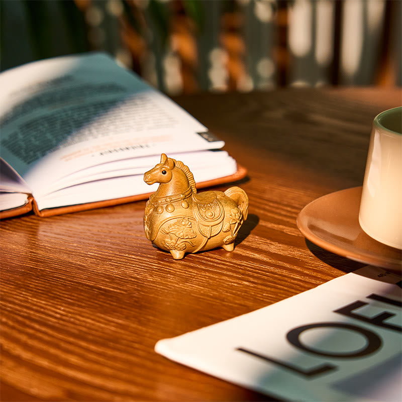 Buddha Stones "Hoping You Success and Good Luck" Mini Year of the Horse Lotus Ebony Linden Wood Green Sandalwood Decoration Includes Gift Message Card - image 26