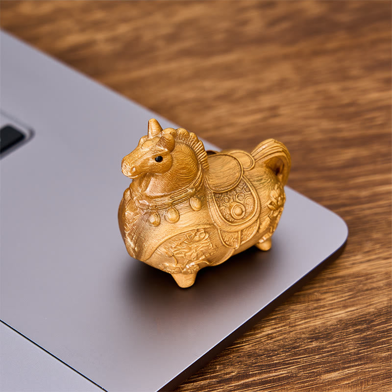 Buddha Stones "Hoping You Success and Good Luck" Mini Year of the Horse Lotus Ebony Linden Wood Green Sandalwood Decoration Includes Gift Message Card - image 25