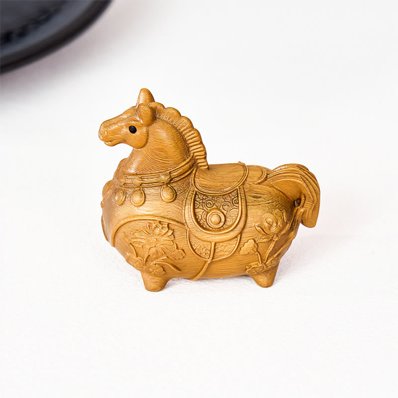 Buddha Stones "Hoping You Success and Good Luck" Mini Year of the Horse Lotus Ebony Linden Wood Green Sandalwood Decoration Includes Gift Message Card - image 24