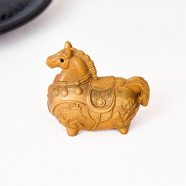 Buddha Stones "Hoping You Success and Good Luck" Mini Year of the Horse Lotus Ebony Linden Wood Green Sandalwood Decoration Includes Gift Message Card - image 24