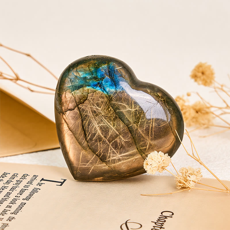 Buddha Stones Natural Heart Stone Labradorite Healing Cure Figurine Decoration - image 2