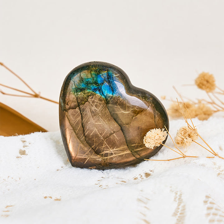 Buddha Stones Natural Heart Stone Labradorite Healing Cure Figurine Decoration - image 6