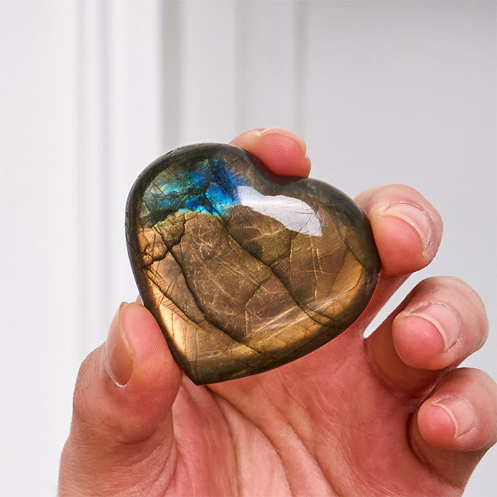 Buddha Stones Natural Heart Stone Labradorite Healing Cure Figurine Decoration - image 3
