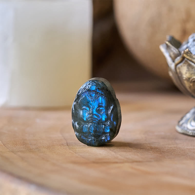 Buddha Stones Ganesh Elephant Figurine Natural Labradorite Healing Protection Statue Home Decoration - Ganesh 2.7*2*0.6cm - image 0
