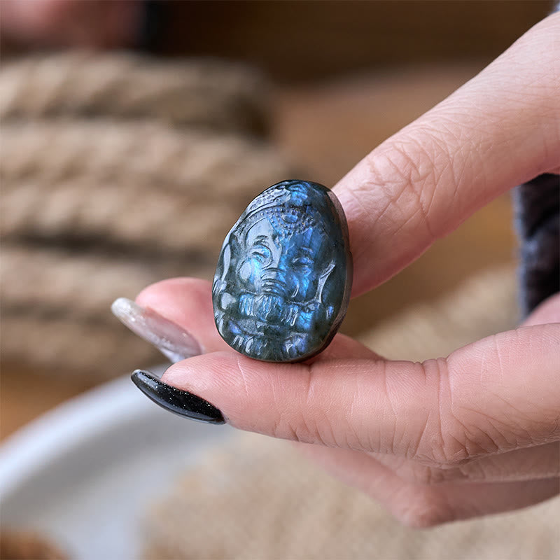 Buddha Stones Ganesh Elephant Figurine Natural Labradorite Healing Protection Statue Home Decoration - image 3