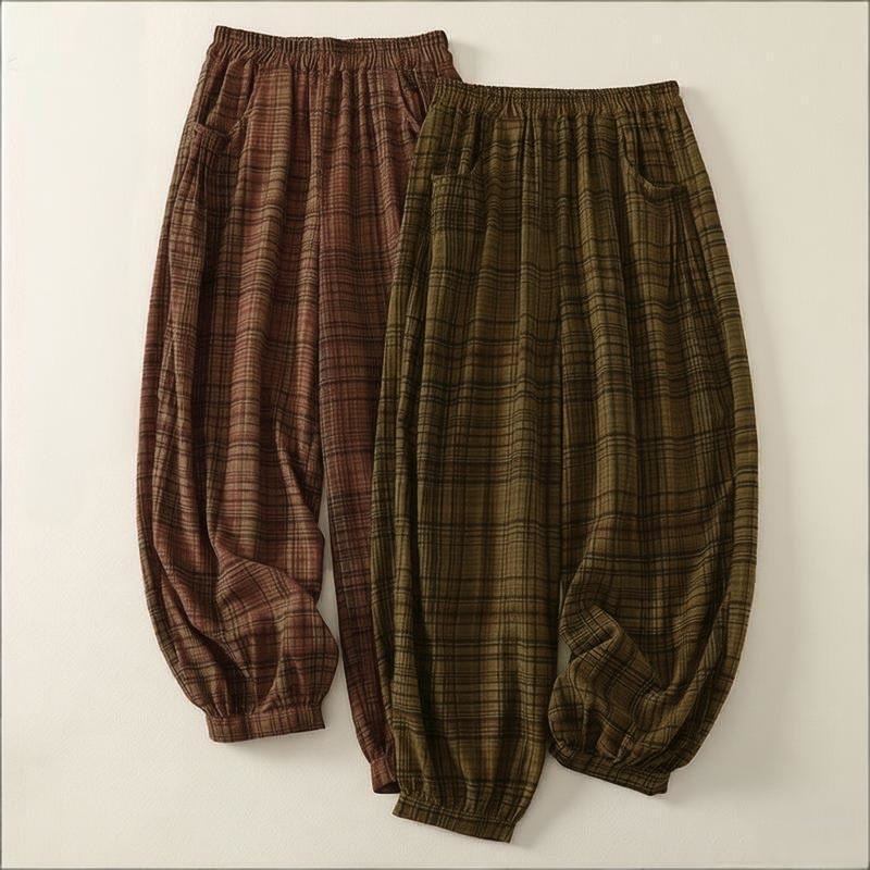 Buddha Stones Spring Plaid Design Women's Harem 7-8 Length Pants With Pockets - image 13