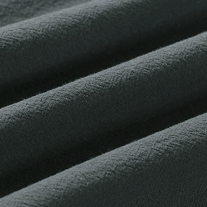 Buddha Stones Summer V-Neck Lapel Half Sleeve Cotton Linen Men's Shirt - image 7