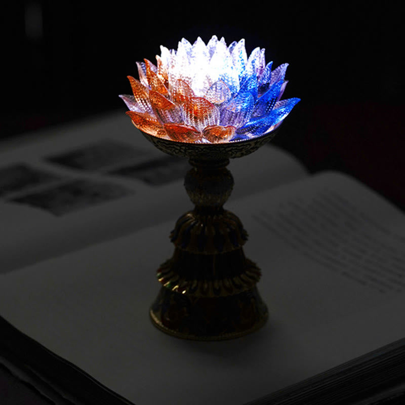 Buddha Stones Lotus Liuli Glass Eight Auspicious Symbols Base Enlightenment Home Decoration - image 23