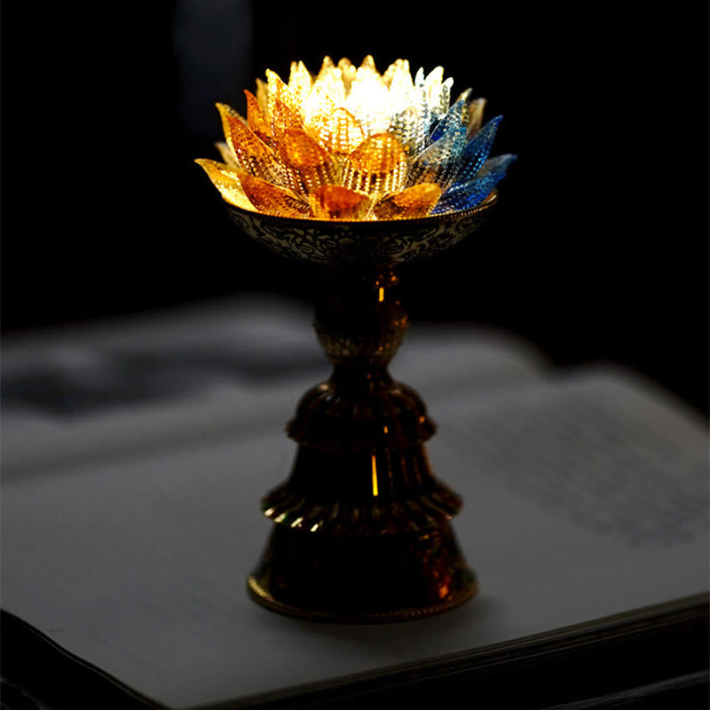 Buddha Stones Lotus Liuli Glass Eight Auspicious Symbols Base Enlightenment Home Decoration - image 18