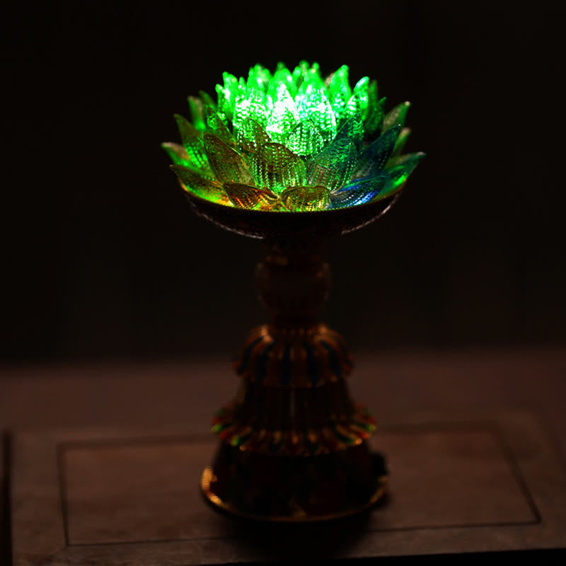 Buddha Stones Lotus Liuli Glass Eight Auspicious Symbols Base Enlightenment Home Decoration - image 35