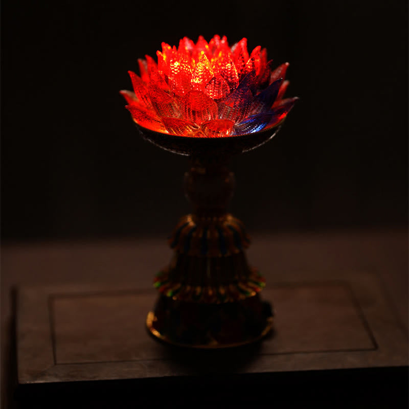 Buddha Stones Lotus Liuli Glass Eight Auspicious Symbols Base Enlightenment Home Decoration - image 27