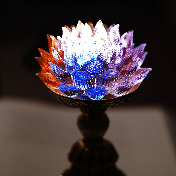 Buddha Stones Lotus Liuli Glass Eight Auspicious Symbols Base Enlightenment Home Decoration - image 24