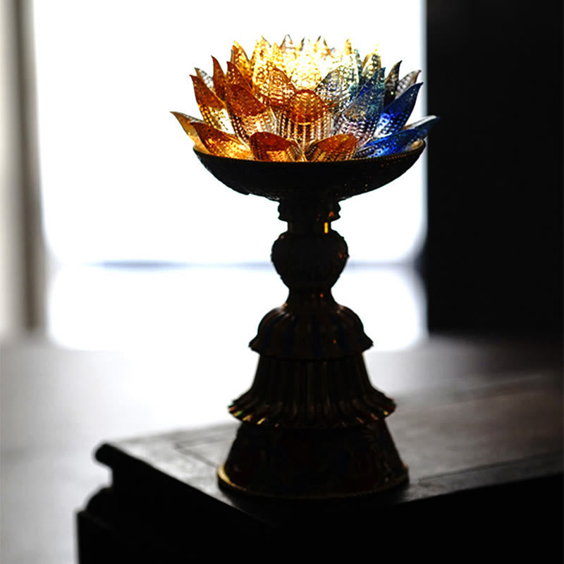 Buddha Stones Lotus Liuli Glass Eight Auspicious Symbols Base Enlightenment Home Decoration - image 17