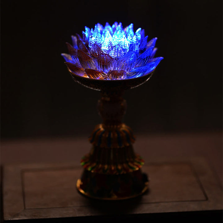 Buddha Stones Lotus Liuli Glass Eight Auspicious Symbols Base Enlightenment Home Decoration - image 32
