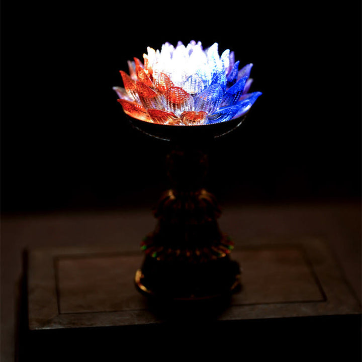 Buddha Stones Lotus Liuli Glass Eight Auspicious Symbols Base Enlightenment Home Decoration - image 22