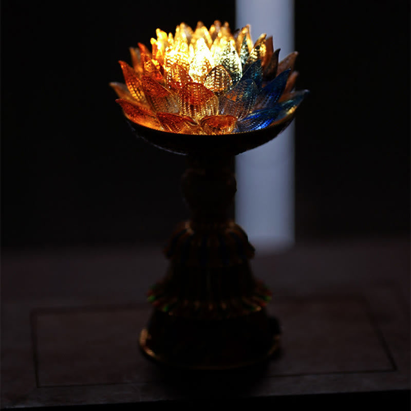 Buddha Stones Lotus Liuli Glass Eight Auspicious Symbols Base Enlightenment Home Decoration - image 19