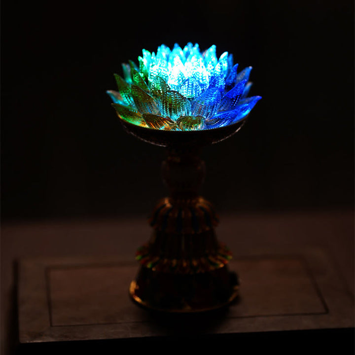 Buddha Stones Lotus Liuli Glass Eight Auspicious Symbols Base Enlightenment Home Decoration - image 31