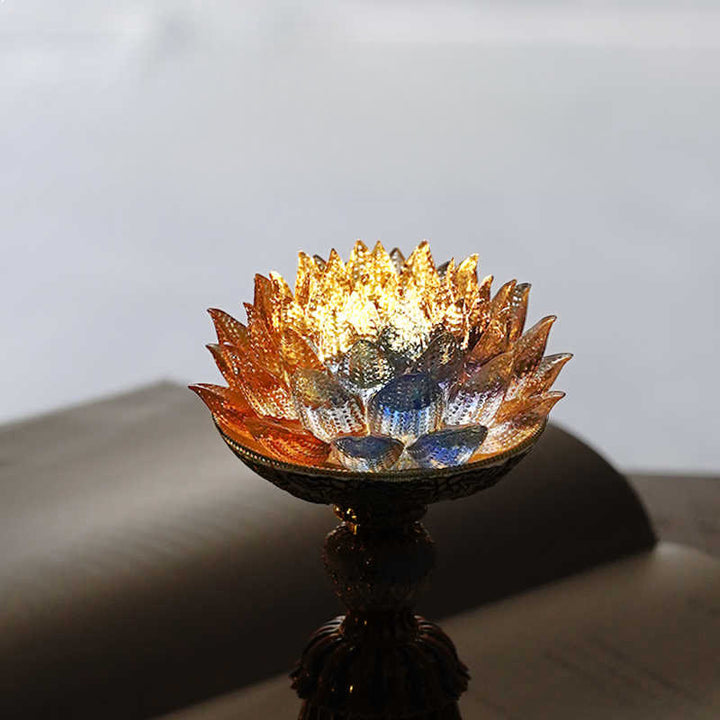 Buddha Stones Lotus Liuli Glass Eight Auspicious Symbols Base Enlightenment Home Decoration - image 20