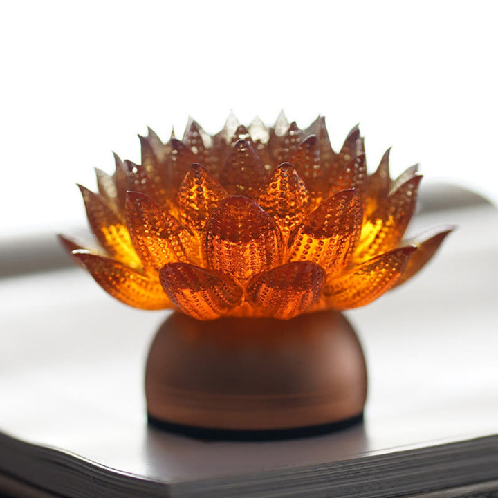 Buddha Stones Lotus Liuli Glass Copper Brass New Beginning Home Decoration - image 19