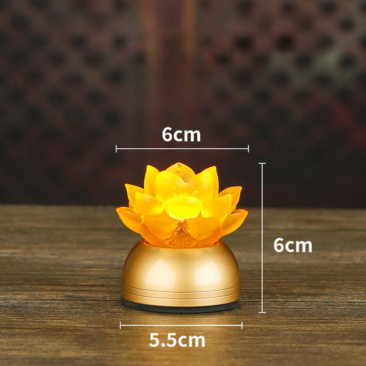 Buddha Stones Lotus Liuli Glass Copper New Beginning Home Decoration - Copper SandyBrown Rechargeable(6*6*5.5 cm) - image 21