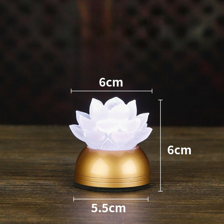 Buddha Stones Lotus Liuli Glass Copper New Beginning Home Decoration - Copper White Rechargeable(6*6*5.5 cm) - image 24
