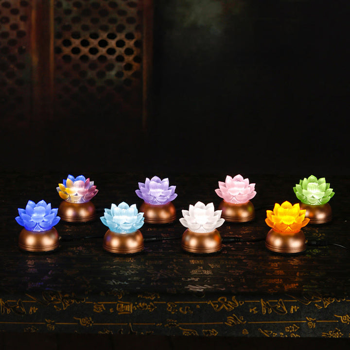 Buddha Stones Lotus Liuli Glass Copper New Beginning Home Decoration - image 26