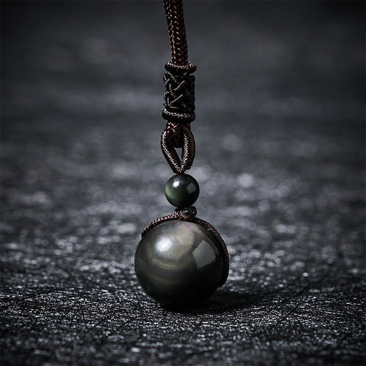 Buddha Stones Tiger's Eye Silver Sheen Obsidian Gold Sheen Obsidian Rainbow Obsidian Positive Necklace Pendant - Rainbow Obsidian - 16mm - image 13