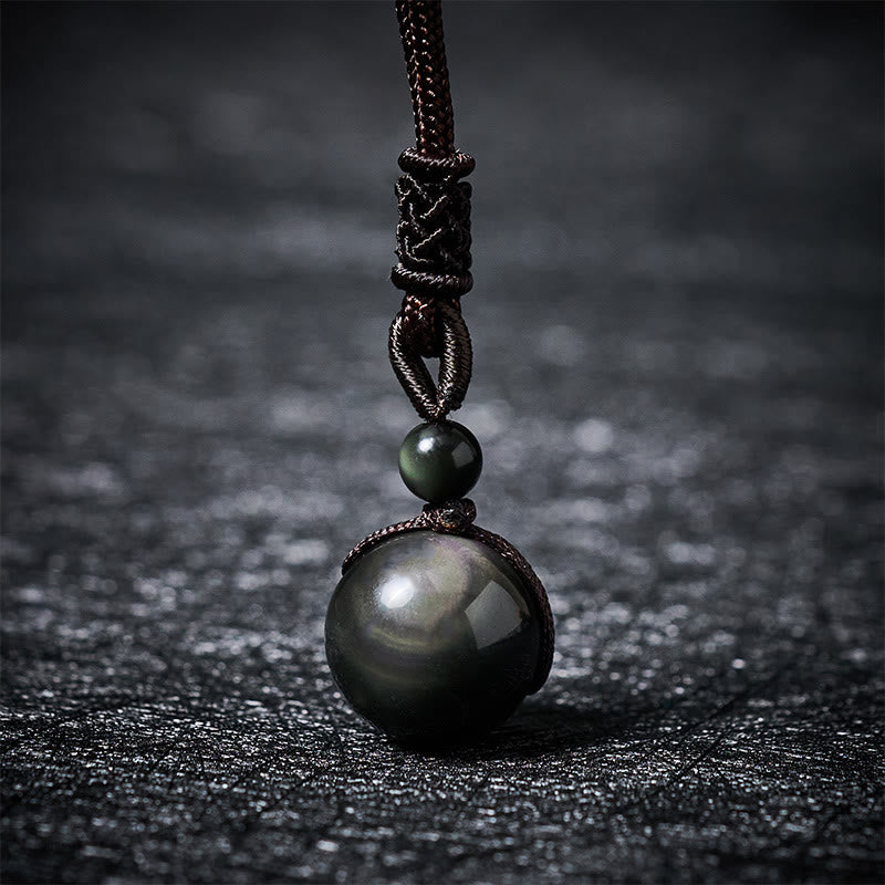 Buddha Stones Tiger's Eye Silver Sheen Obsidian Gold Sheen Obsidian Rainbow Obsidian Positive Necklace Pendant - Rainbow Obsidian(Color Shifts in Light) - 16mm - image 13